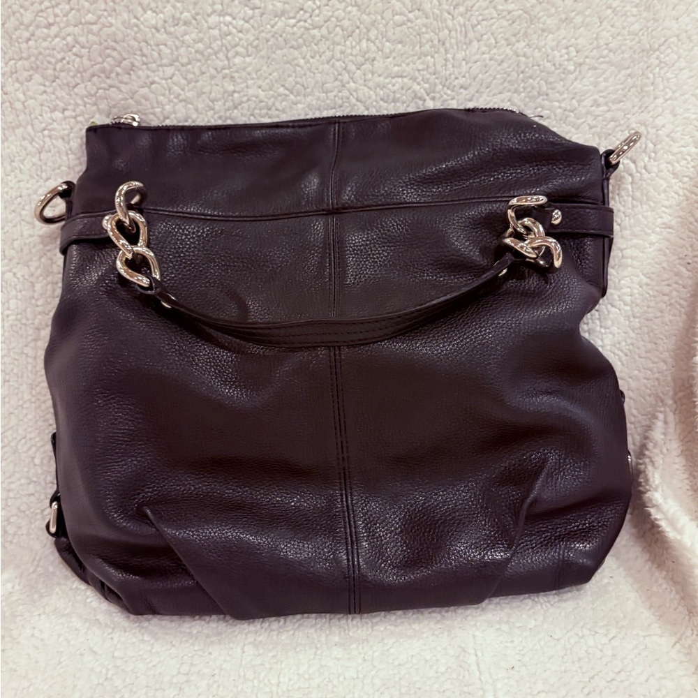 Coach Brooke Convertible Black Pebble Leather Hobo Bag
